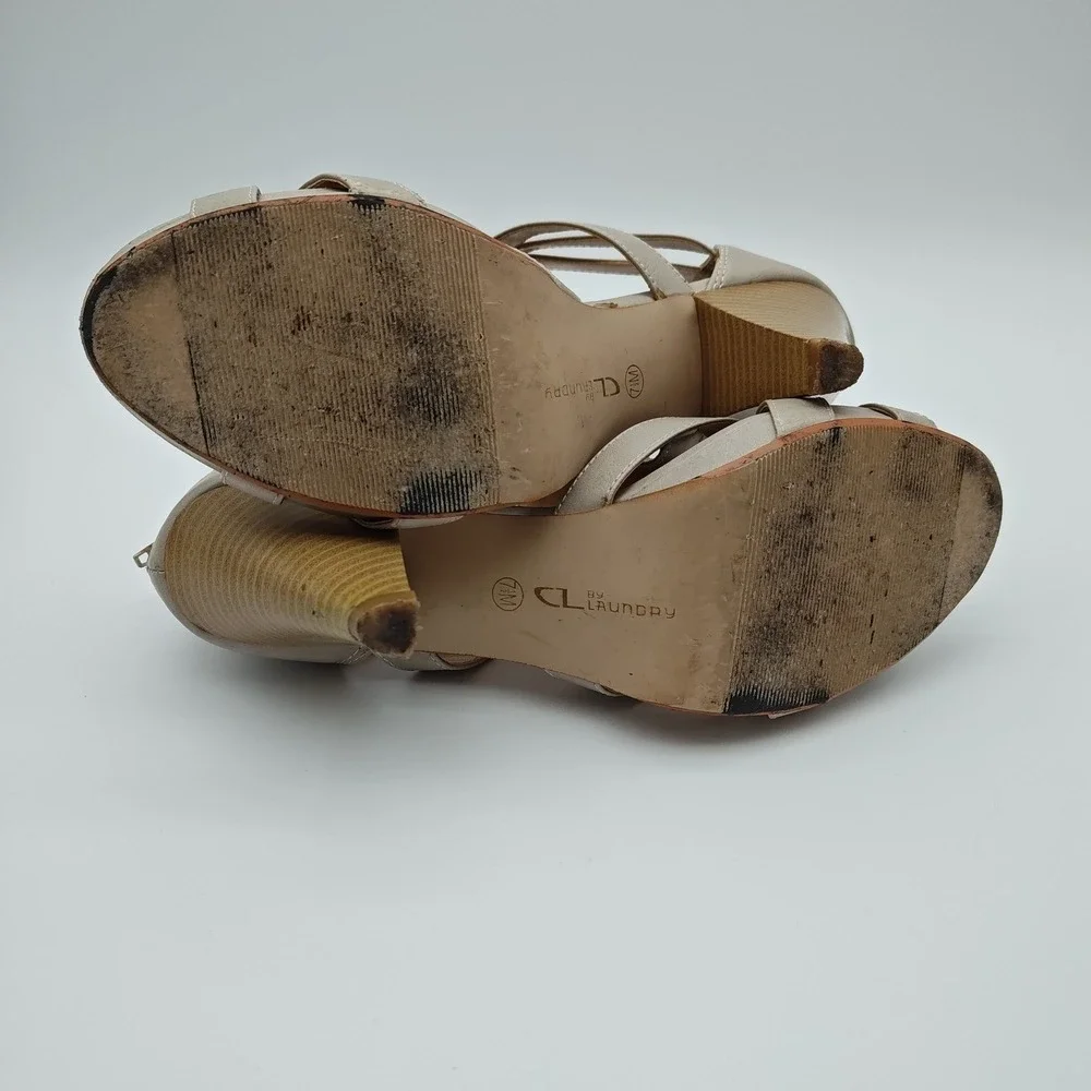 CL by Laundry Whitnee Off White Cage Platform Heels Womens 7.5M Sandals